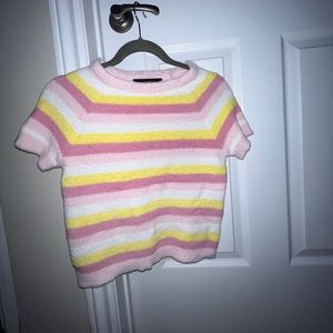 Forever 21 Fuzzy Striped Crop Top